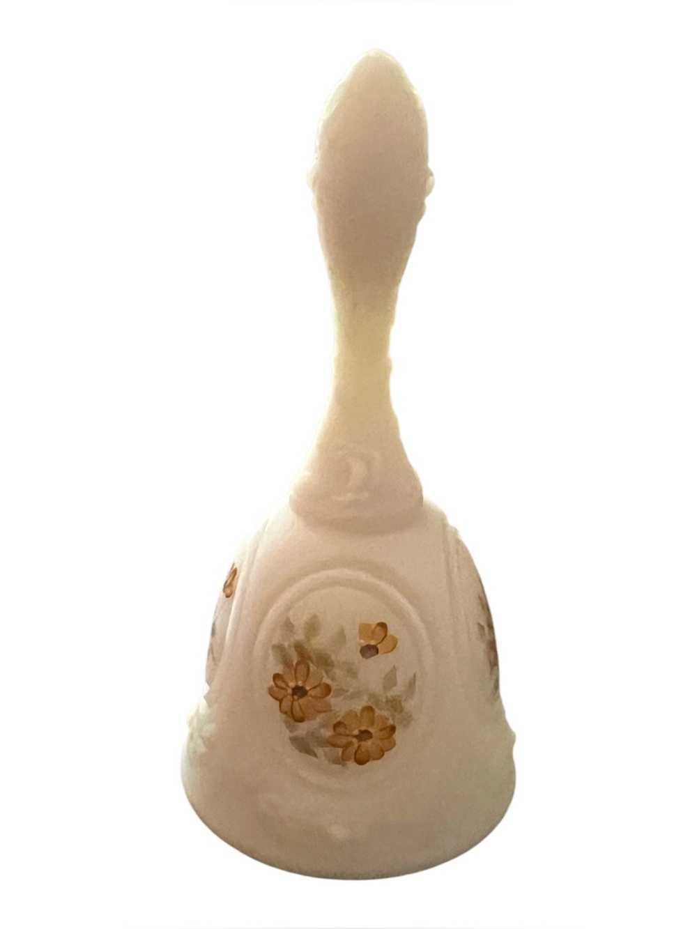 Vintage Fenton hand painted floral satin glass bell